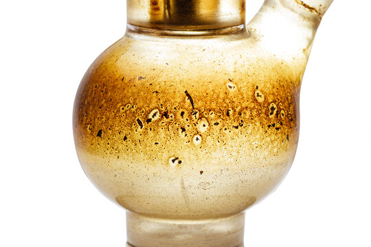 bong close-up after reusable use, release of resin from smoking marijuana