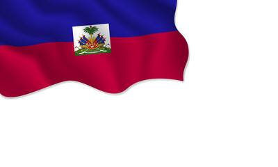Haiti flag waving illustration with copy space on isolated background