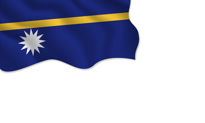 Nauru flag waving illustration with copy space on isolated background