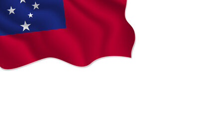 Samoa flag waving illustration with copy space on isolated background