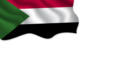 Sudan flag waving illustration with copy space on isolated background