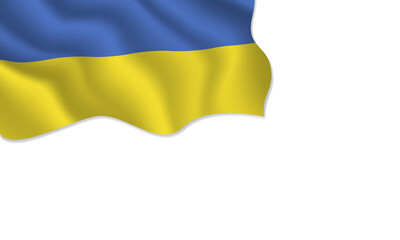 Ukraine flag waving illustration with copy space on isolated background