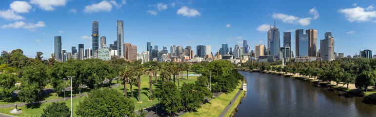 Obraz premium Aerial panoramic view of the beautiful city of Melbourne Australia