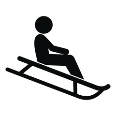 Racing sled, person on a sled, black vector icon - obrazy, fototapety, plakaty