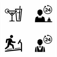 Hotel Services And Facilities Black Icon Set 6