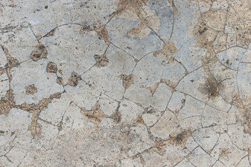 Gray cement concrete wall with cracks and mold texture background