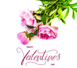 Happy Valentine's day! Card, online banner, greeting card, Flat lay on Valentine's Day