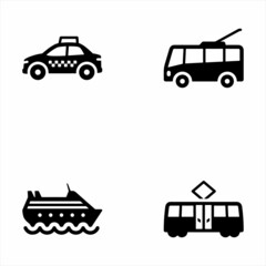 Means Of Transport Black Icon Set 4