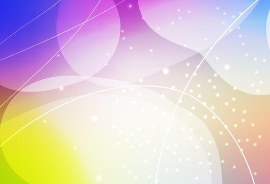 Light Multicolor vector Decorative design in abstract style with bubbles, lines.