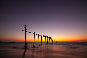 landscape of old wooden bridge