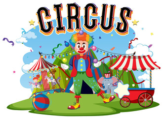 Circus logo design with clown performance