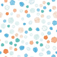 Dark Multicolor vector seamless doodle layout with leaves, flowers.