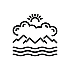 Black line icon for cloudy