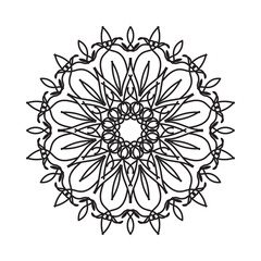 Black and white mandala with floral pattern. Coloring page.