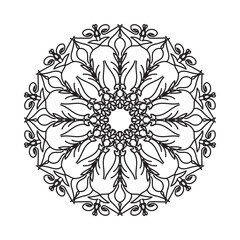 Black and white mandala with floral pattern. Coloring page.