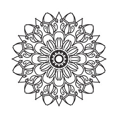 Black and white mandala with floral pattern. Coloring page.