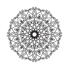Black and white mandala with floral pattern. Coloring page.