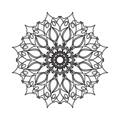 Black and white mandala with floral pattern. Coloring page.
