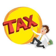  Businessman shocked from pay tax, Illustration vector cartoon