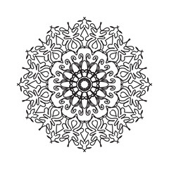 Black and white mandala with floral pattern. Coloring page.