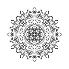 Black and white mandala with floral pattern. Coloring page.