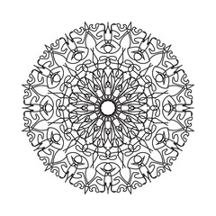 Black and white mandala with floral pattern. Coloring page.