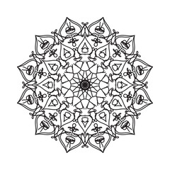 Black and white mandala with floral pattern. Coloring page.