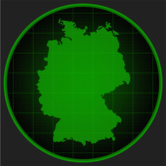 Template vector map outline Germany on radar