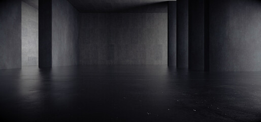 Advanced background High end scenario concrete wall 3D rendering booth Exhibition hall