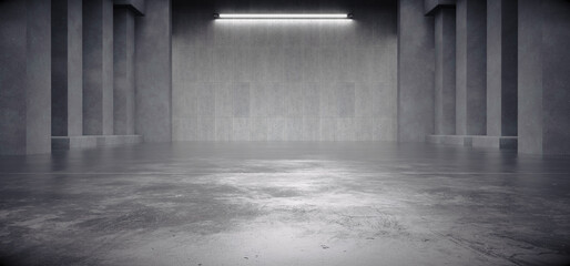 Advanced background High end scenario concrete wall 3D rendering booth Exhibition hall