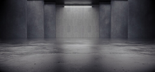 Advanced background High end scenario concrete wall 3D rendering booth Exhibition hall