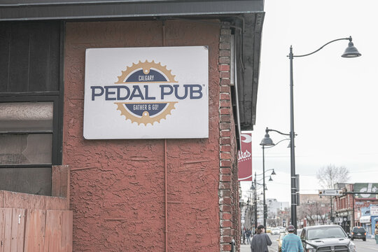 March 27 2021 - Calgary Alberta Canada - Pedal pub in downtown Calgary