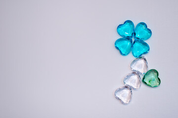 Valentine's Day. Heart-shaped stones. Background. Copy space.