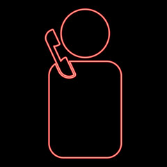 Fototapeta premium Neon man with telephone red color vector illustration image flat style