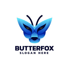 Obraz premium Vector Logo Illustration Butterfly Fox Gradient Colorful Style.