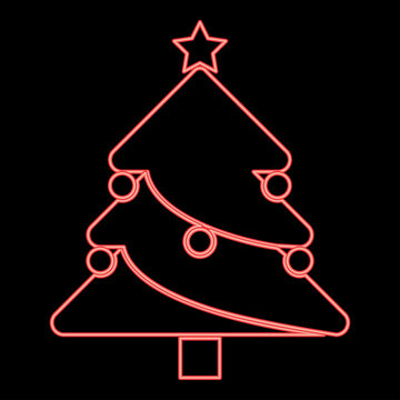 Neon christmas tree red color vector illustration image flat style