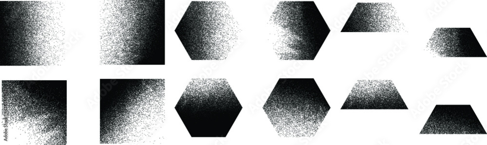 Fototapete Distorted geometric shape . Minimal art design . Noise destroyed  logo . Trendy grainy shapes . Graph print texture .Spray effect .Grunge texture . Distressed element .vector 