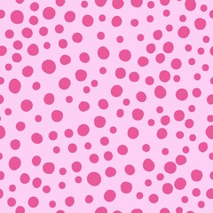 A simple pattern of dots. Large bright pink dots, spots. Light pink background. Fashionable Print for postcards, textiles and wallpaper.