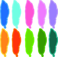 set of multicolored feathers vector graphics