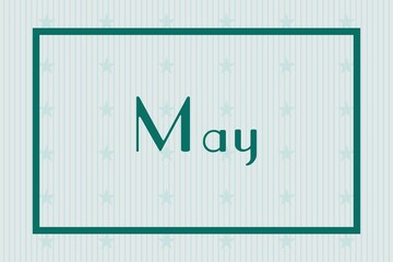 Fototapeta premium May in frame on white background with stars pattern design. Calendar concept month