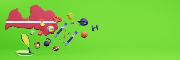 3d rendering of sports equipment in Latvia for website cover