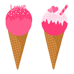 Valentine's day ice cream vector illustration