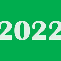 White numeric 2022 text on green background design.