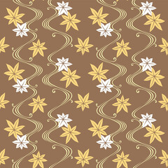 Japanese Leaf River Vector Seamless Pattern