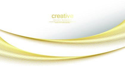 Abstract background with gold line wave. Lauxury style. Tech pattern. Curved wavy line, smooth stripe. Vector illustration.