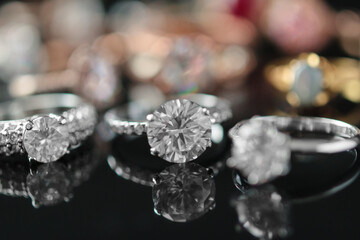 Beautiful diamond rings jewelry background