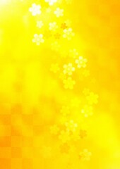 桜の花が描かれた金色の和風背景のイラスト