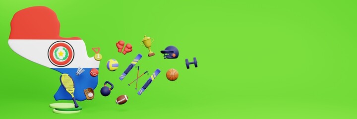 3d rendering of sports equipment in Paraguay for website cover