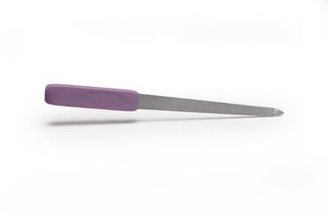 pointed long pink nail file white background