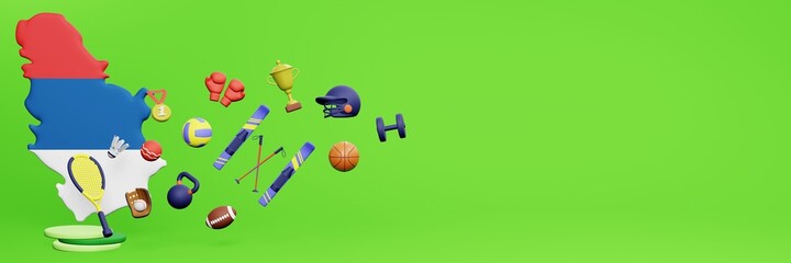 3d rendering of sports equipment in Serbia for website cover